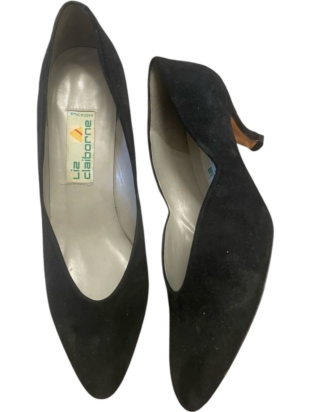 Vintage Liz Claiborne Black Suede Pointed-Toe Pumps